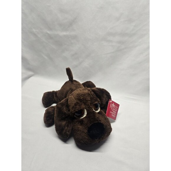 Russ Stuffed Plush Dark Chocolate Brown Puppy Dog Big Sad Eyes Wakely - Picture 2 of 14
